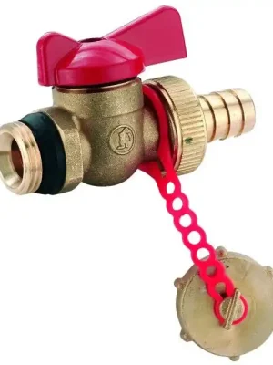 GIACOMINI R608D kohout 1/2" vypouštěcí kulový, s integrovaným těsněním, s hadicovou vývodkou a zátkou, krátká páčka Merkproduct
